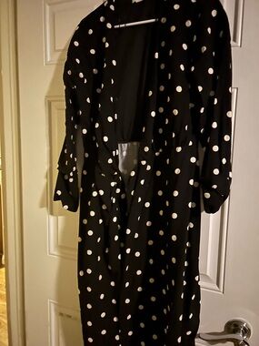 H&M Black Polka Dot Midi Dress with White Dots